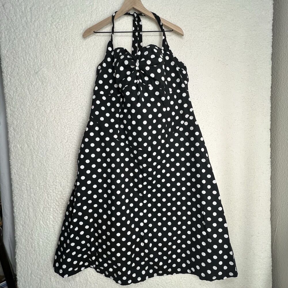 Chic Star Polka Dot Dress Halter Neck Rockabilly Rock & Roll Swing Retro SZ 18
